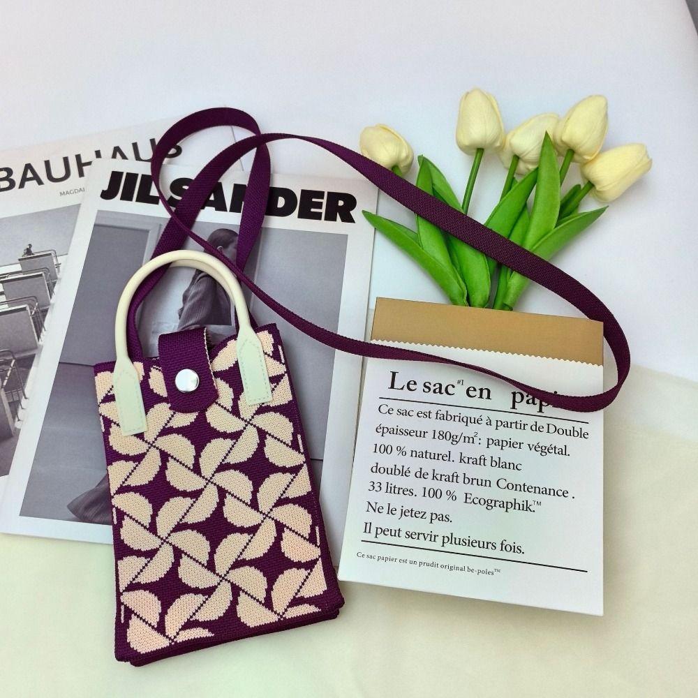 Mini Shoulder Bag Cute Mobile Phone Bag Student Messenger Bag Knitted Handbag Key Holder Lipsticks Pouch