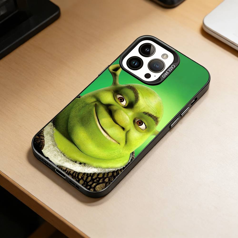 Cute S-Shrek Phone Case For iPhone 17,16,15,14,13,12,11 Plus,Pro Max,XS,Colored Silver Plated Inside Cover