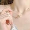 Women's Set Gold Necklace Bracelet Bows Elegant Gift