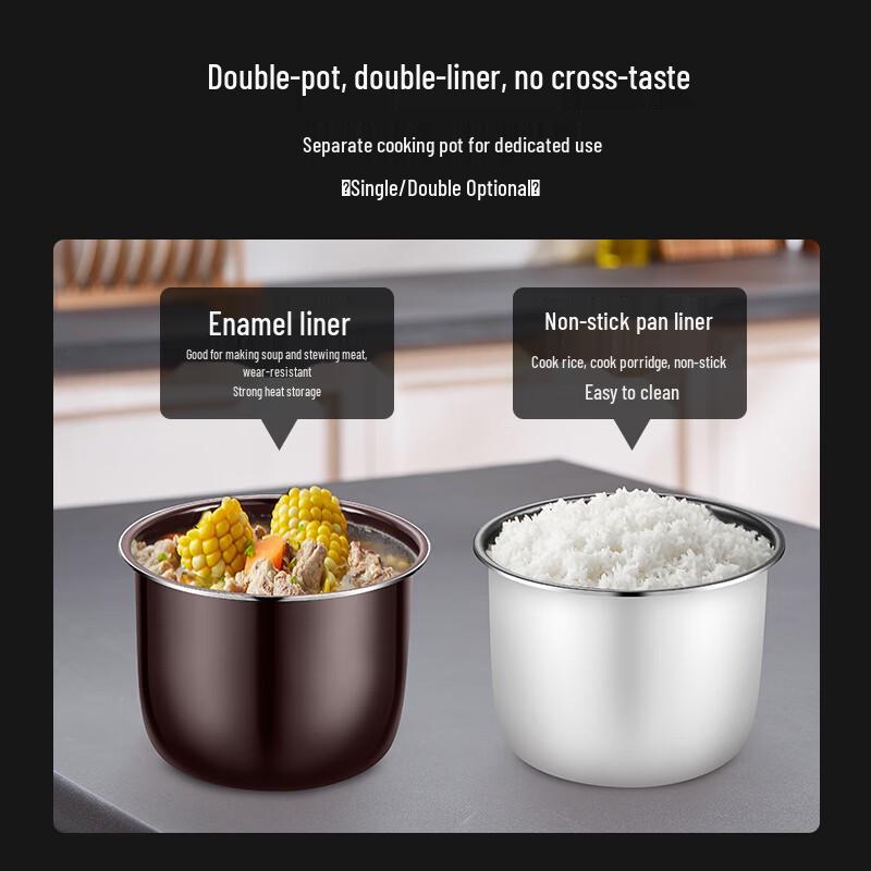 PESKOE Multi-function Dual Pot Electric Pressure Cooker CN plug (adapter included)