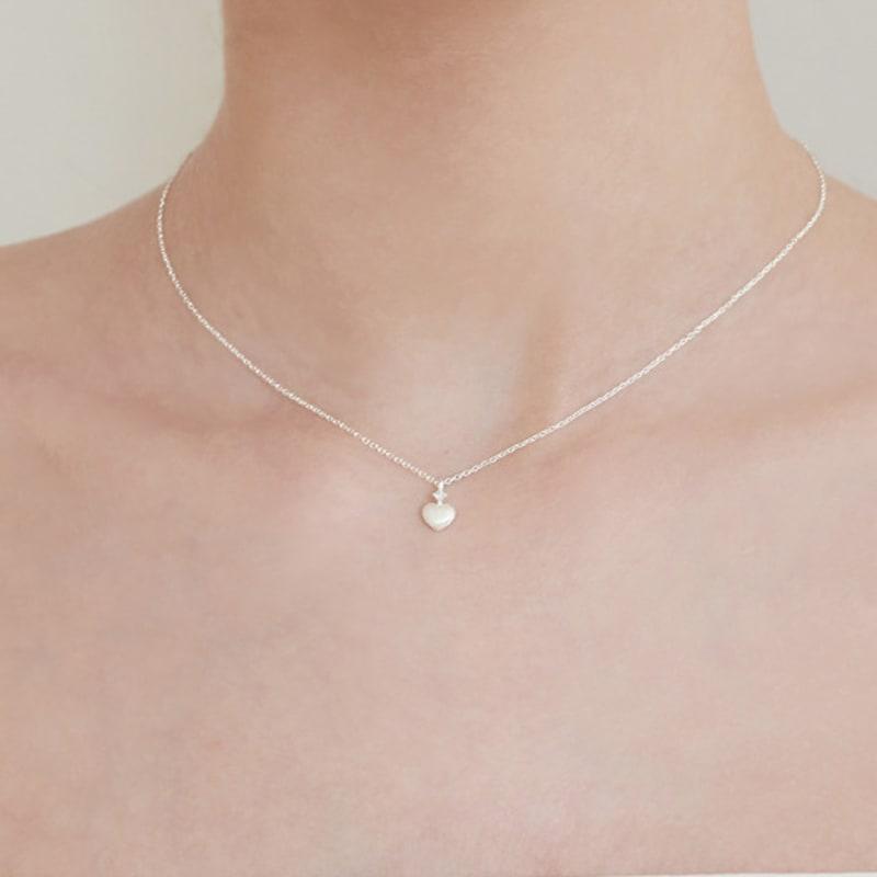 TOU [Exclusive][Silver 925] NC034 Matte Mini Heart Necklace