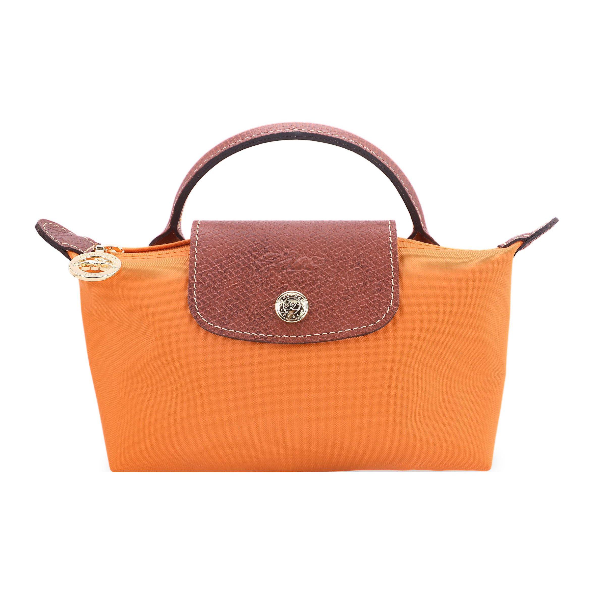 

Longchamp Le Pliage 17 Short Handle Snap Button Zipper Closure Nylon Leather Canvas Dumpling Tote Bag Women tote bag Light-Orange 34175089025 Light Orange