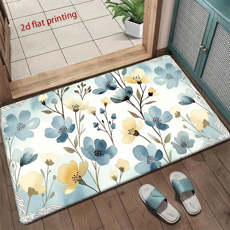 Watercolor Floral Mats Living Room Decoration Home Sofa Non-Slip Carpet Study Bedroom Tatami Children'S Soft Floor Mat