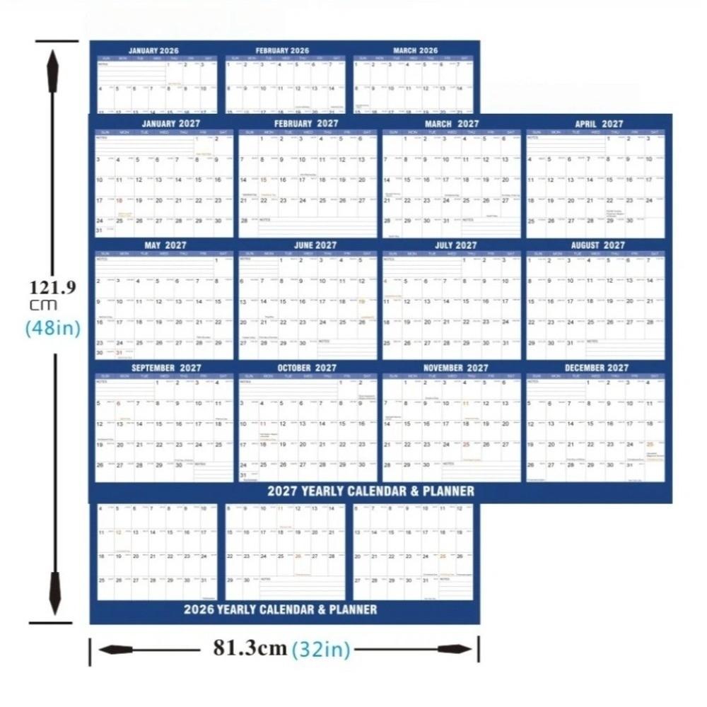 32x48 In Large Wall Calendar Wall Mount Laminated Calendar New Dry Erase Calendar  Office Use