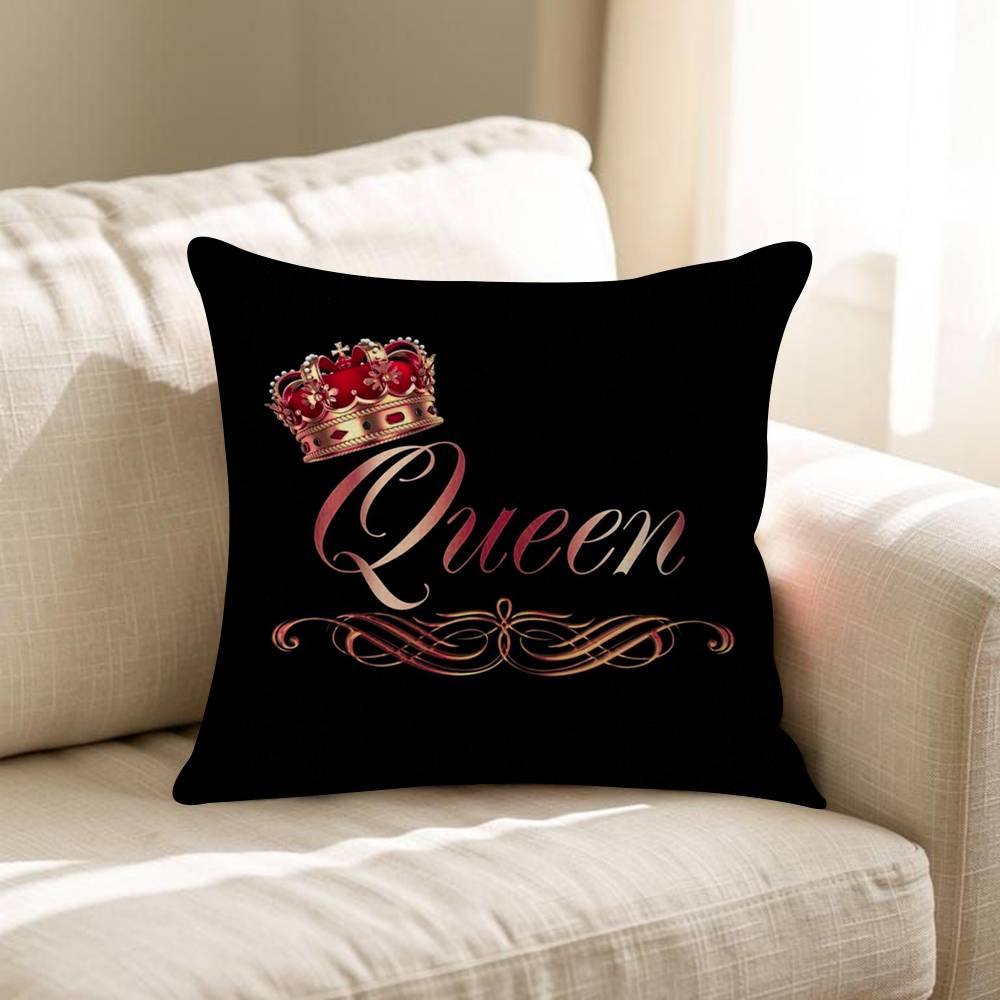 Cuscino Personalizzato Corona Re Regina Lettera Copertura Antipolvere Camera da Letto Bambini Festa Decorazione Federa Compleanno Regalo Bambini