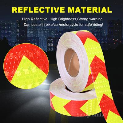 5cm*25m Arrow Reflective Safety Tapes Fluorescent Yellow-Red Reflectors Waterproof Outdoor Conspicuity Tape For Vehicle Trailers