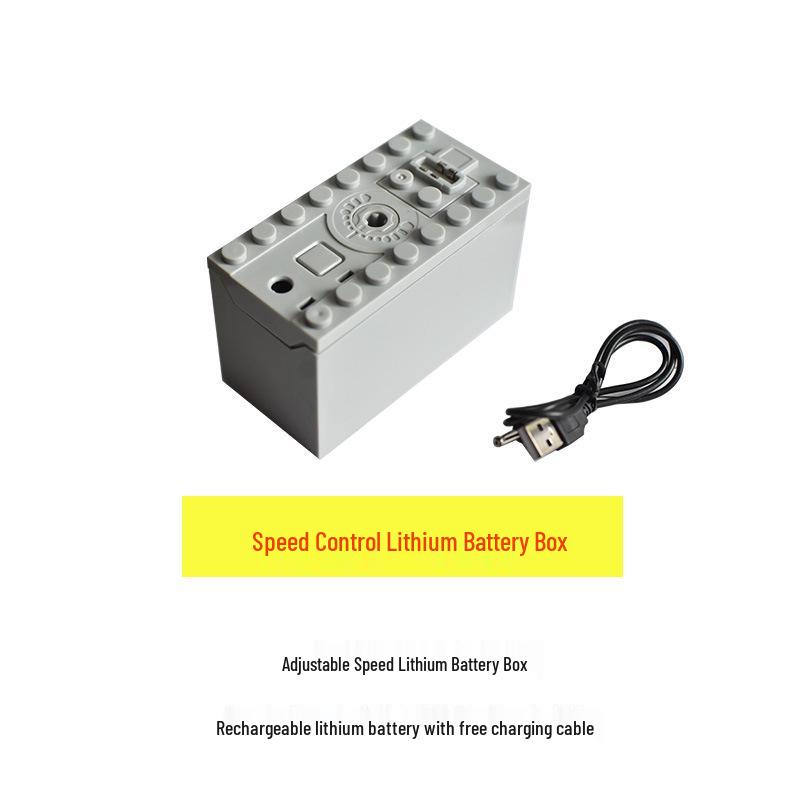 Remote Control High-Speed Motor & Battery Box for Lego Bricks with Black, Red, and Light Modifications