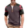 Men's Summer Camouflage Color Casual T-shirt Sports Breathable Zipper Collar Top