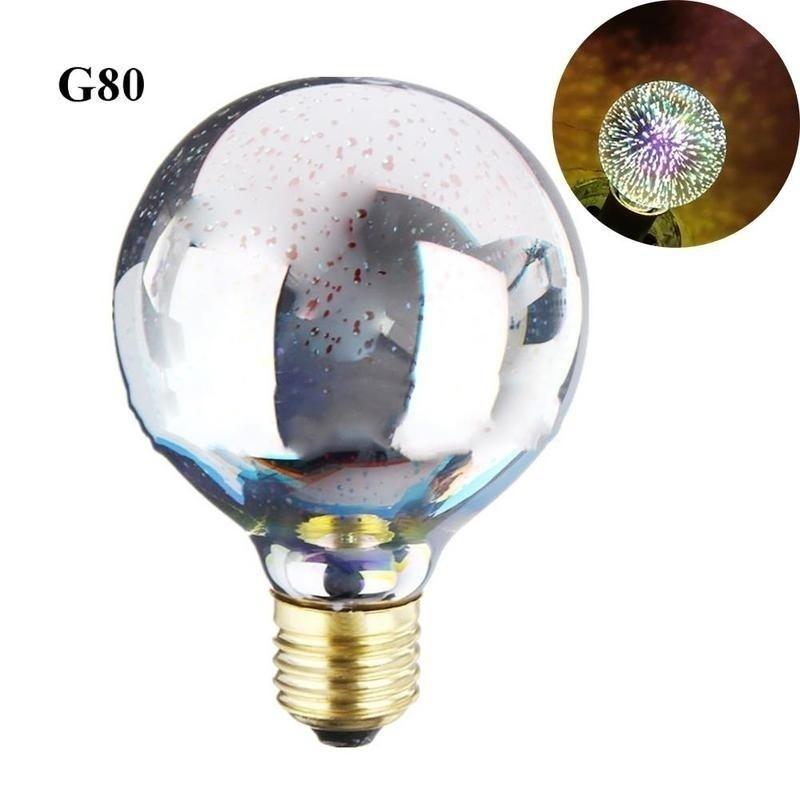 3D Fireworks E27 G80/G95/G125 LED Retro Vintage Edison Fairy Lighting Bulb Lamp