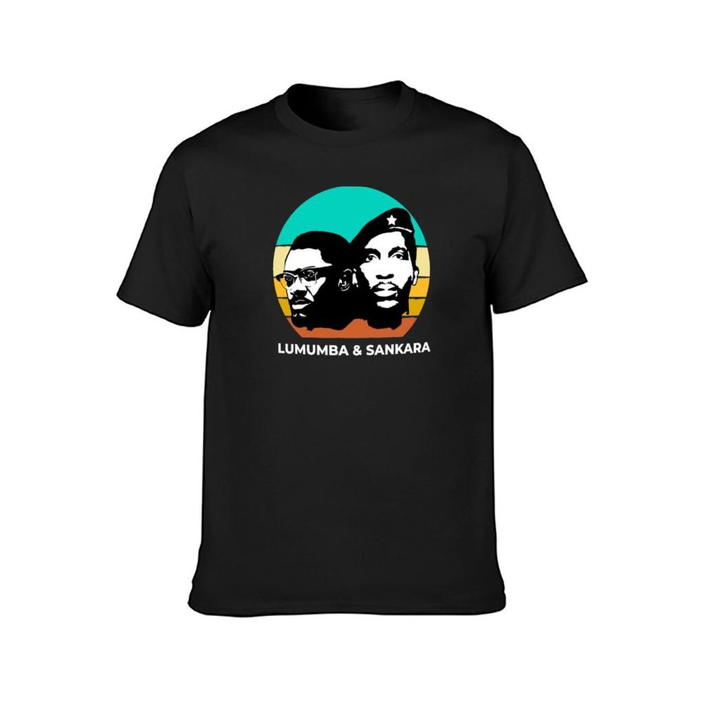 Sankara und Lumumba Retro Sunser T-Shirt Tops, ästhetische Kleidung, Anime-T-Shirts aus schwerem Material für Herren