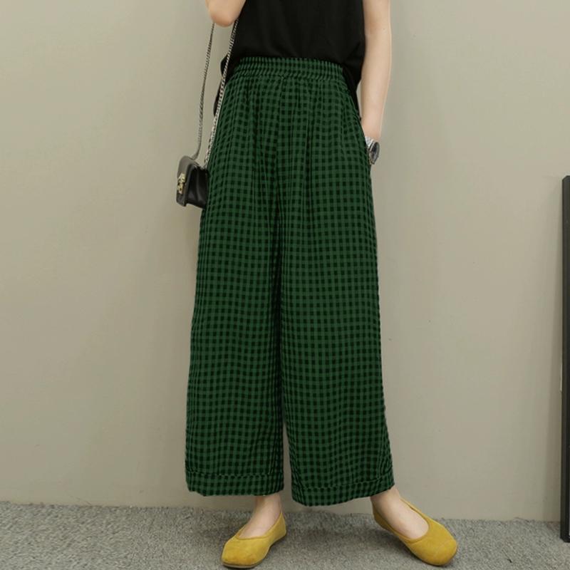 

ZANZEA Женские повседневные брюки свободного кроя с эластичной талией и клетчатым принтом 5XL зелёный