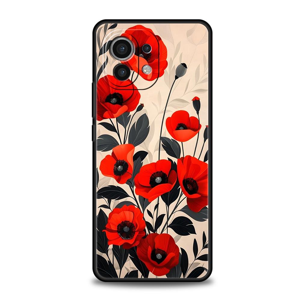 Phone Case Cover for Xiaomi Mi 17 15 14 13 12 11 Ultra 15T 14T 13T 12T 11T Pro Lite 5G Soft TPU Capas Cartoon Flower Fundas Bags