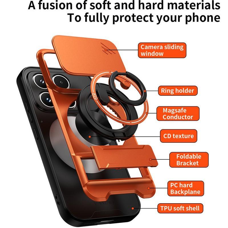 For Xiaomi Poco F8 Ultra X8 Pro Max F8 Pro 17 Pro A7 Pro Case Slide Camera Cover Lens Protector with 360 Rotating Ring Kickstand Shockproof Phone