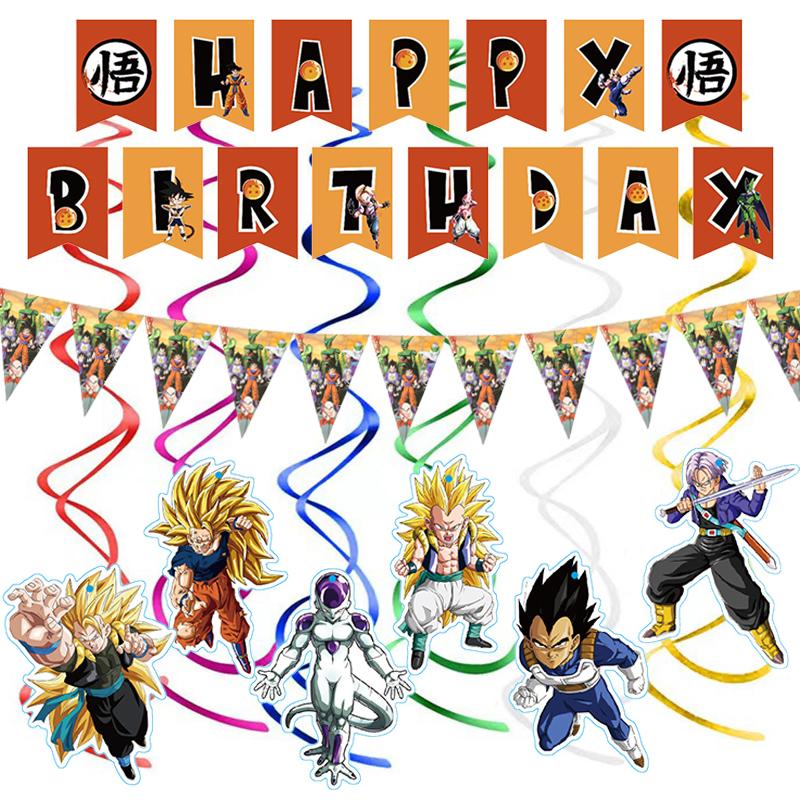 Dragon Ball Banner Goku Birthday Party Decoration Streamers Party Favors Background Baby Shower Supplies Kids Boys Gifts Toys