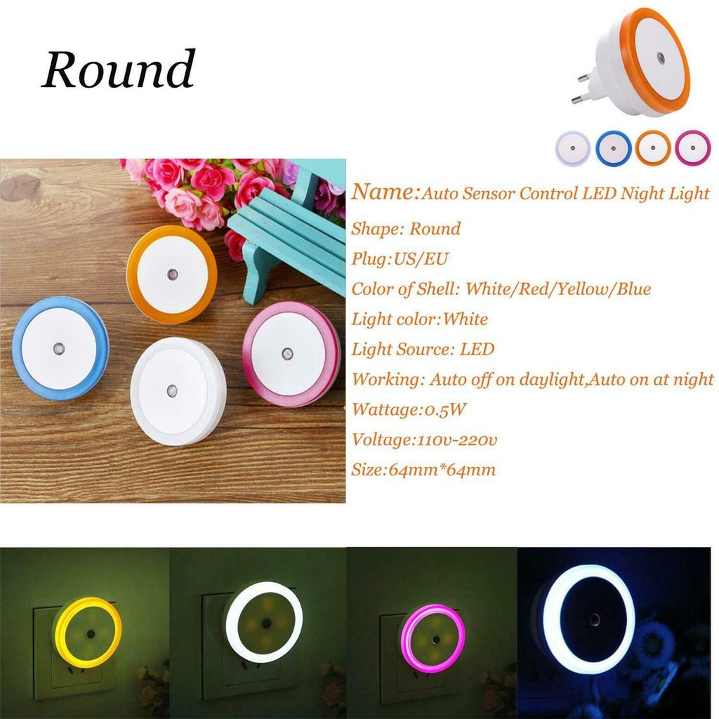 Light Sensor Mini Cute Wall Plug in LED Night Lights Auto Sensor Bedside Lamp For Bedroom Kid's Room Hallway Corridor Stairs
