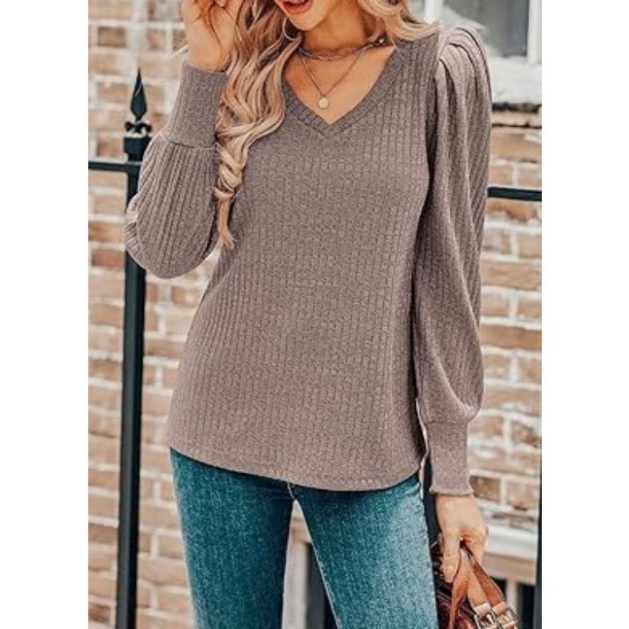 

YYFS женские модные повседневные весенне-осенние однотонные блузки и рубашки с длинными рукавами и v-образным вырезом с принтом XXL хаки