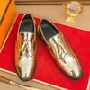 Fashion 2025 Fashion Golden Men's Social Shoe Casual Glitter Leather Loafers Shoes for Men Slip-on Pointed Toe Dress Shoes Men Footwear
