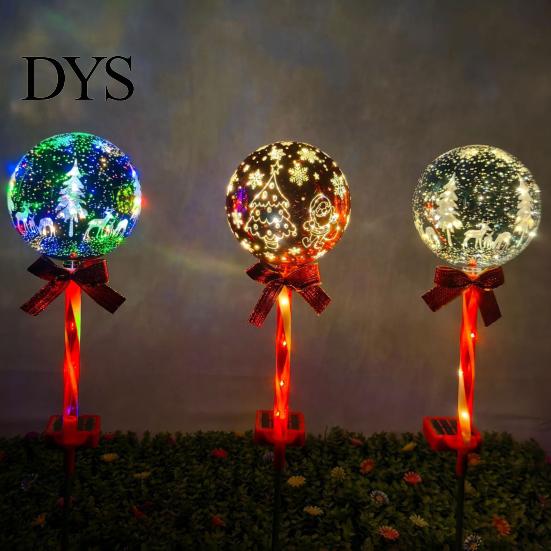 Solar Powered Outdoor Garden Lights 2Pcs Christmas Ball Light, Color Changing LED Stake with Automatic Dusk to Dawn 13 Beads, IP65 Waterproof