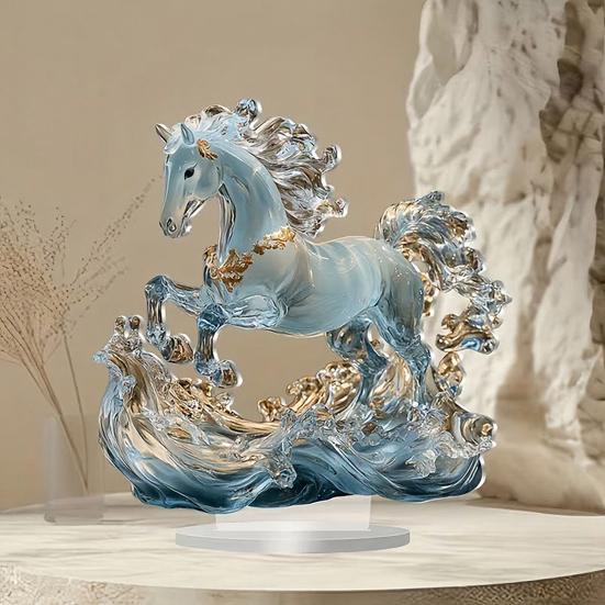 Acrylic Horse Sign Tabletop Decoration 2D Flat Desktop Ornament for Home Office Living Room Shelf Fireplace