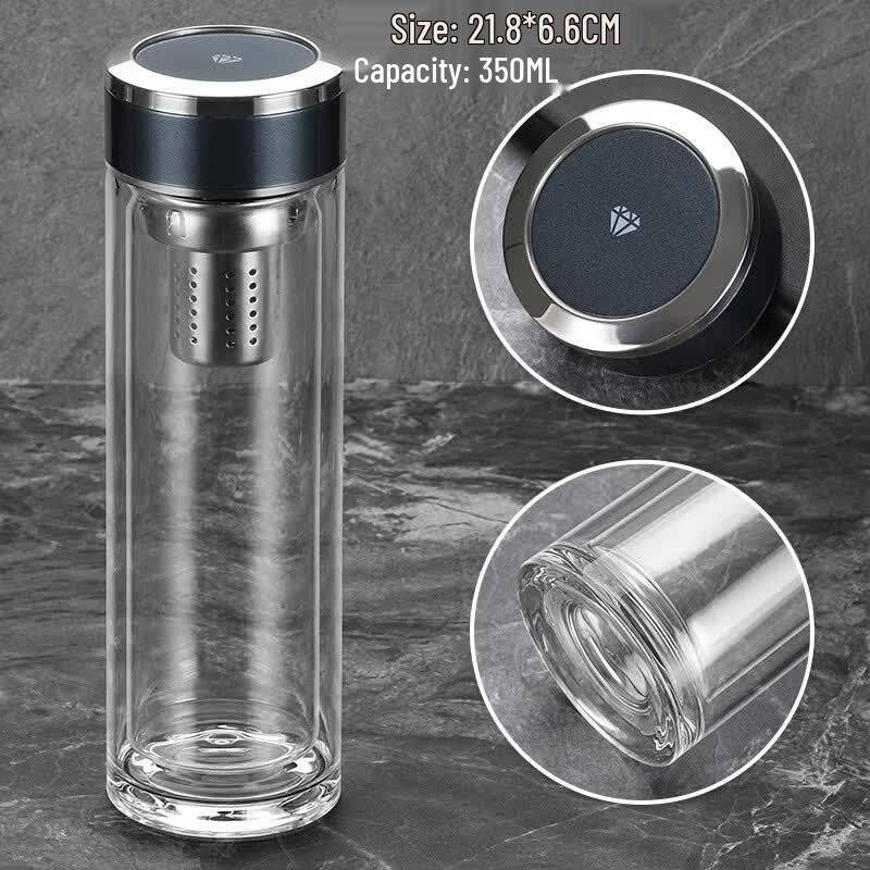 Shui Yi Bei High Borosilicate Double Wall Glass Tea Infuser Bottle