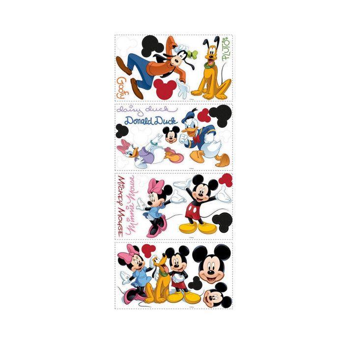 ROOMMATES Set of 30 DISNEY MICKEY AND HIS FRIENDS Repositionable Stickers 4 Sheets of 10.1cm X 44.1cm