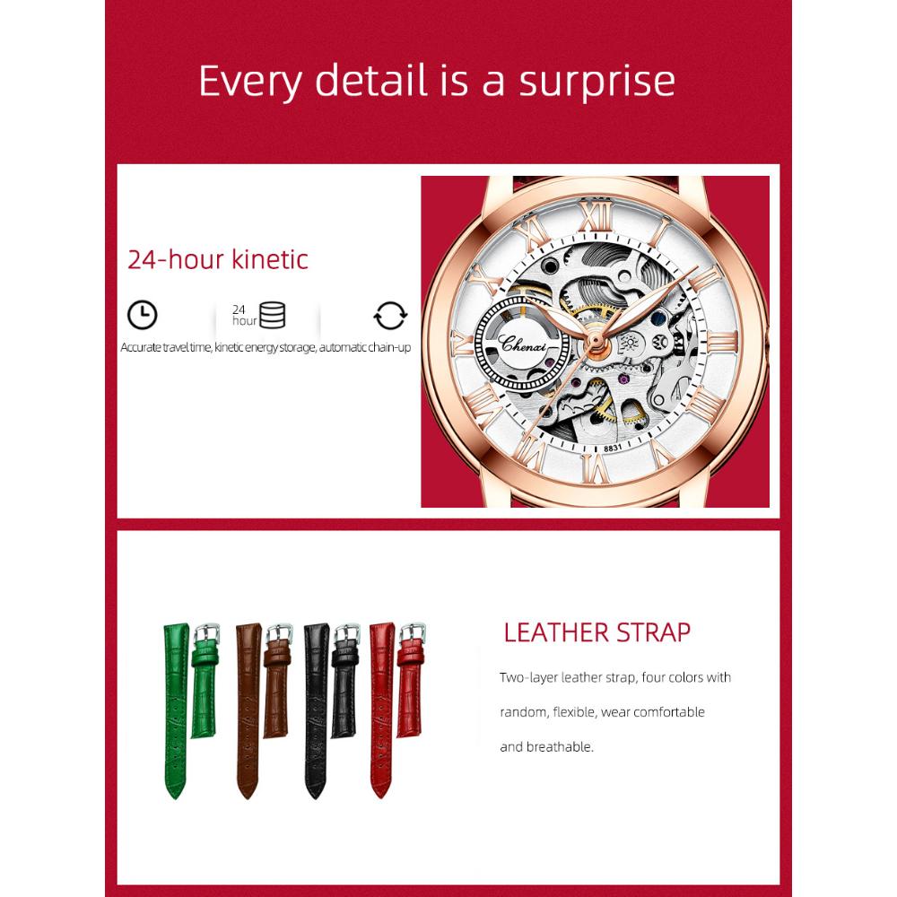 CHENXI Women Automatic Mechanical Watch Top Brand Luxury Stainless Steel Waterproof Wrist Watch