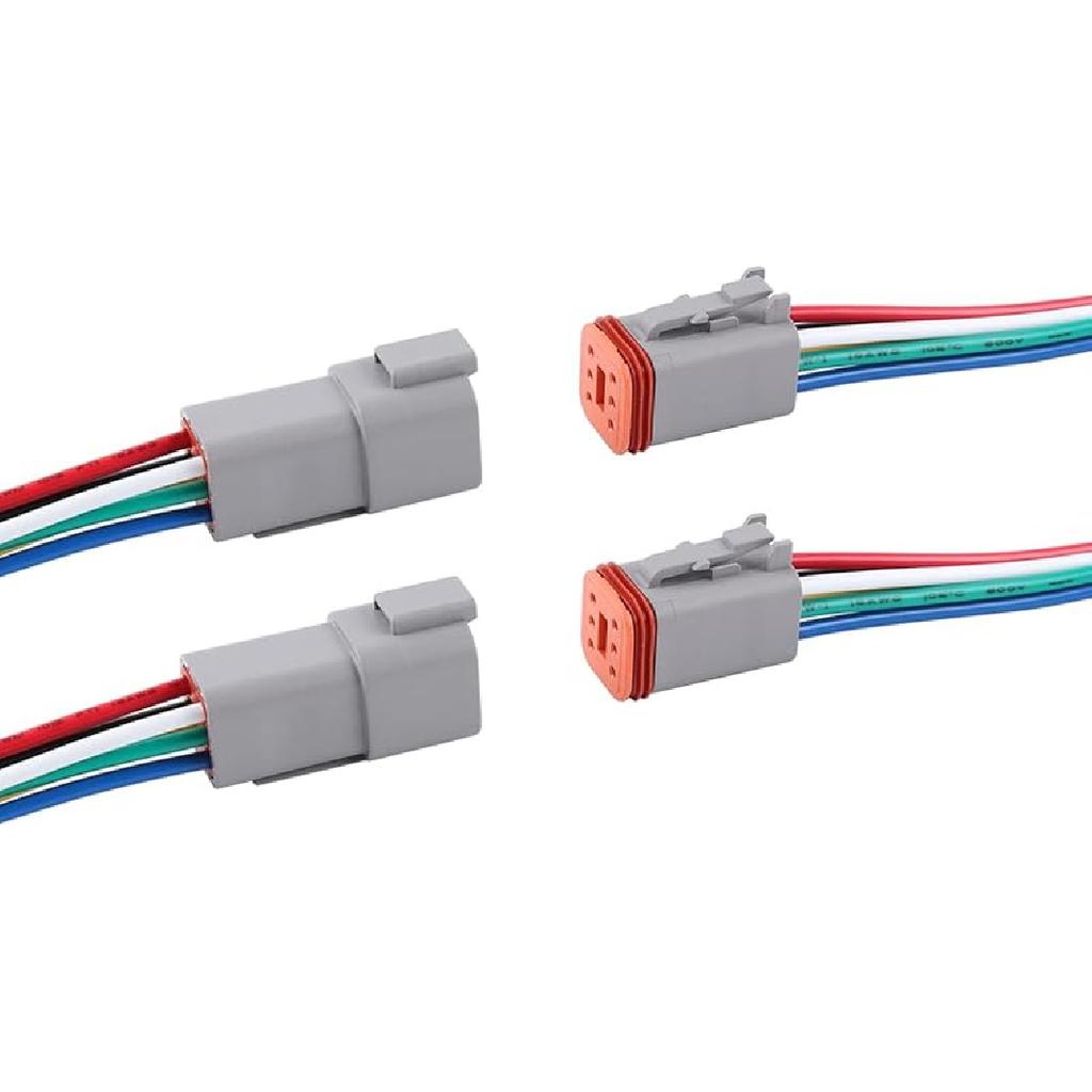 Deutsch DT 2 Pin Connector 5 Sets - 2 Way DT Automotive Waterproof Male Female Plug Wiring Harness For Car, Truck, Boats, LED Work Light, 16 AWG. (5