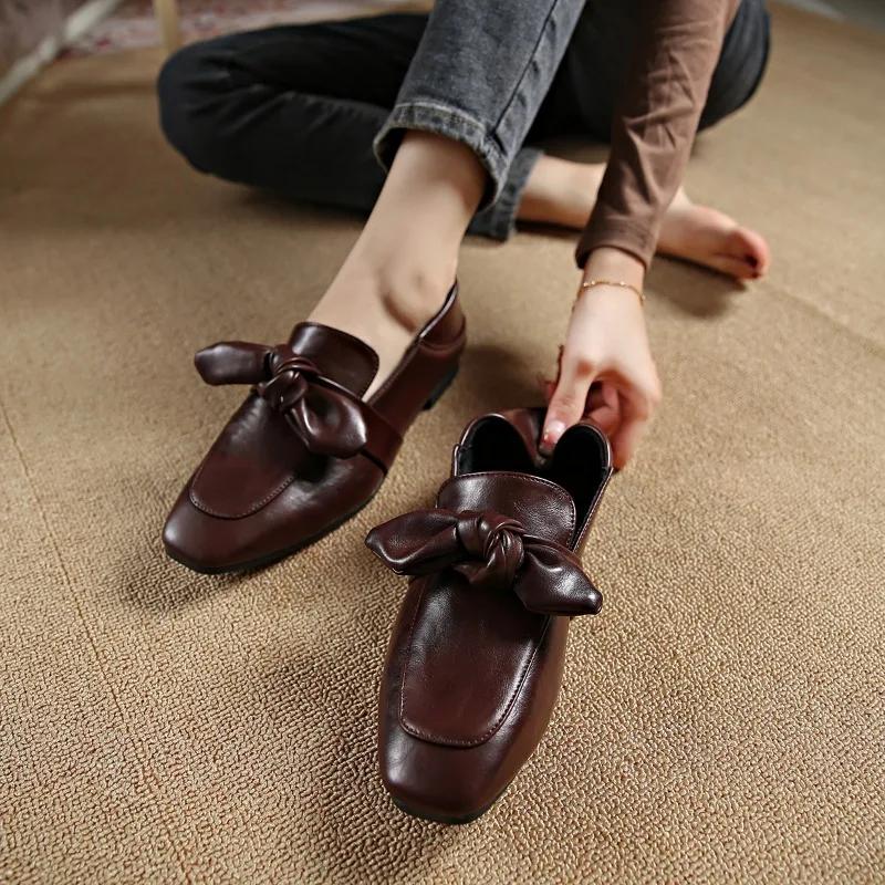 Elegant Women Flats Loafers Pu Leather Shallow Classic Square Toe Casual Women Shoes Winter New 2025 Trend Comfort Walking Boots