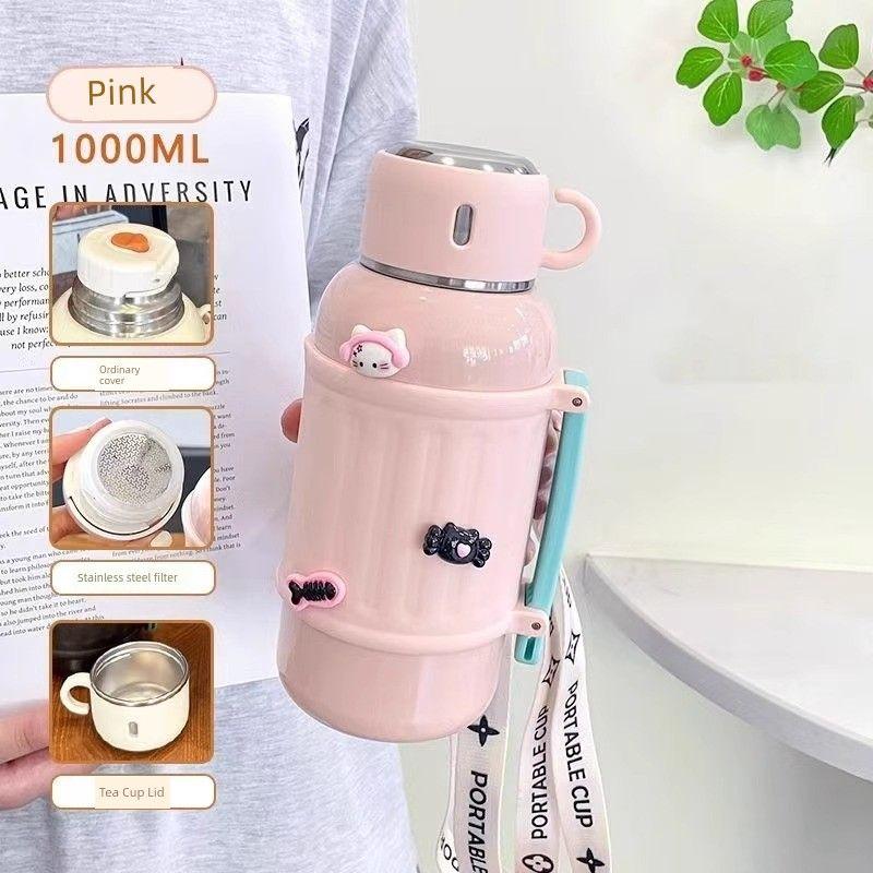 Large-Capacity Thermos Cup 2025 New Model for Male and Female Students, High-Looking 316 Stainless Steel Outdoor Portable Tea-Making Kettle