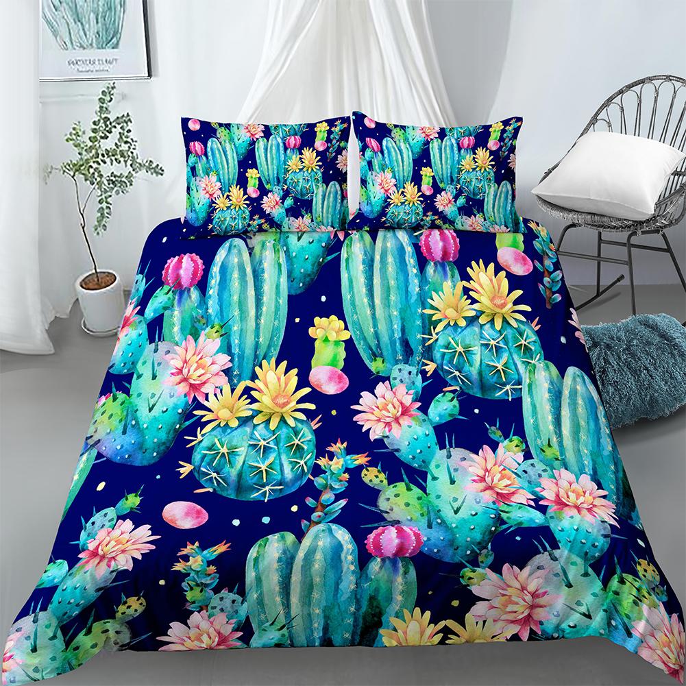 

Boho Style Bouquet Of Thorny Plants Blossoms 2/3pcs Bedding Set with Cactus Duvet Cover Set Queen Size Mint Green Spring Garden Tool EU single(135x200cm)