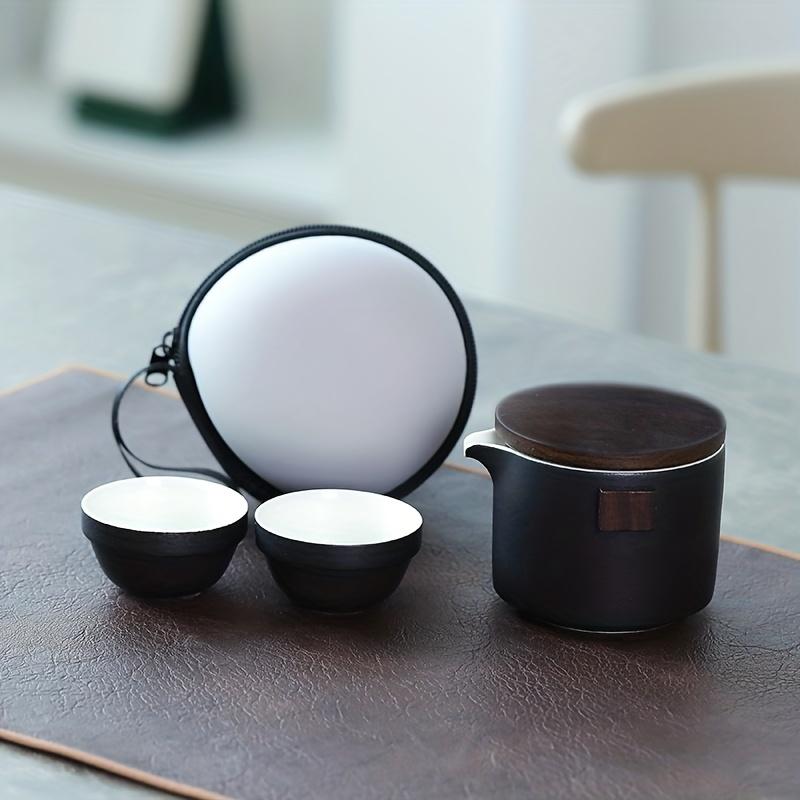1 Set Reise Tee-Set Porzellan Tee-Set Kungfu Tee-Sets Mit 1 Teekanne (mit Sieb) 4 Teetassen Teekanister Aufbewahrungstasche Alles in einem Geschenk für Picknick O