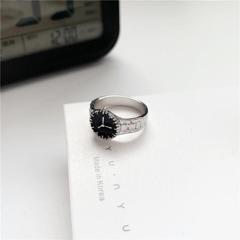 Adjustable Open Ring With Crystal-Embellished Watch Design Women Men Vintage Style Finger