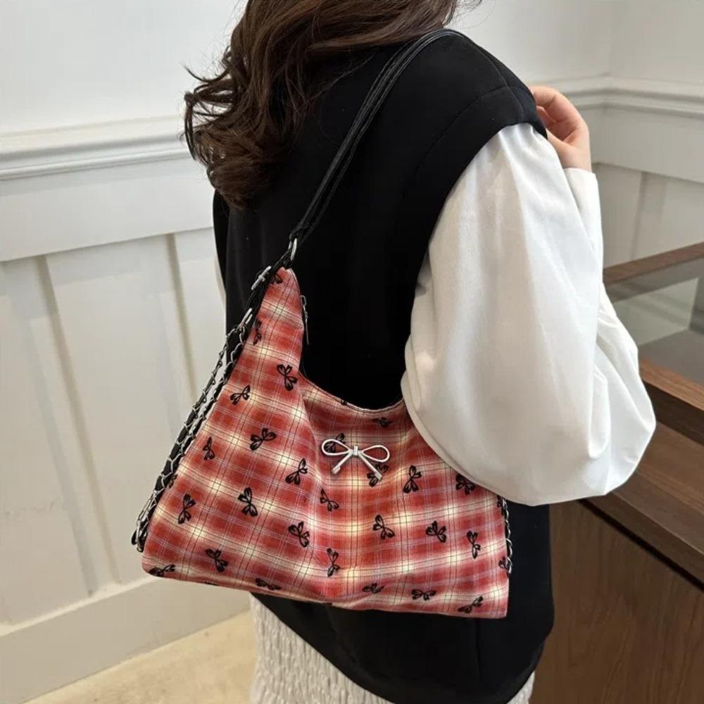 New Cute Bow Shoulder Bag Large Capacity Adjustable Strap Women's Backpack Zipper Closure Tote Handbag Students