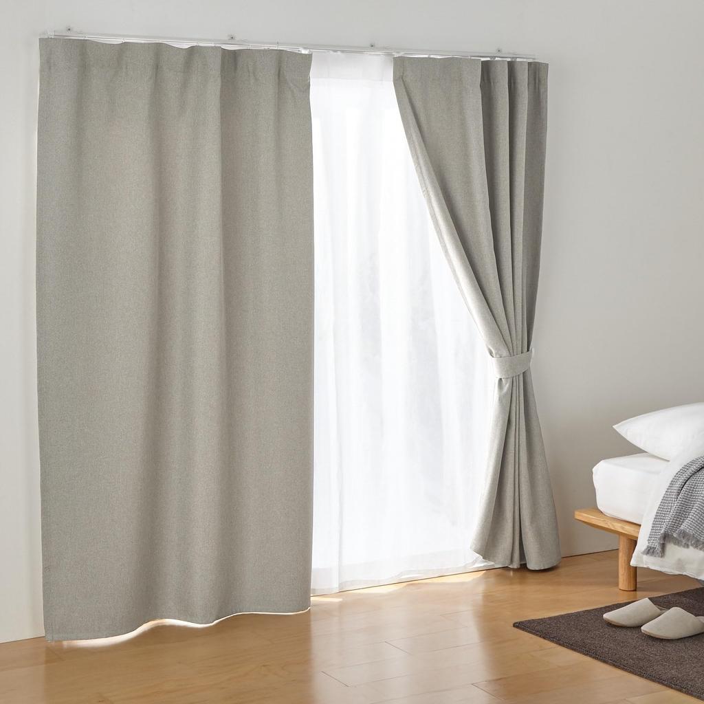 MUJI and dobby weave width 100 x length 178 beige 84759215 flame-retardant light-blocking non-pleated curtains, cm,