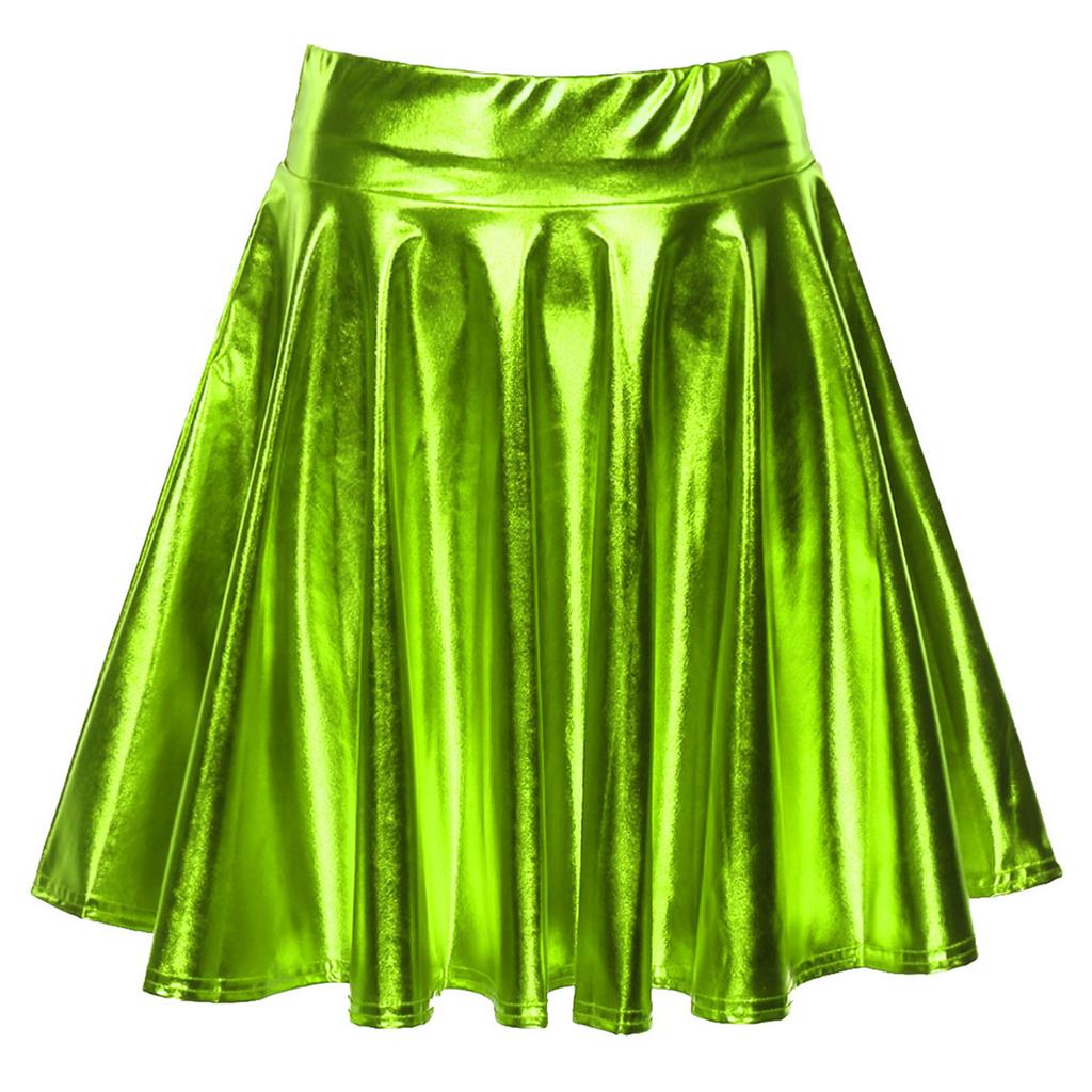 High Waist Flare Skirt Club Stage Costume Party Dancewear Shiny Ruffle Skirts for Women