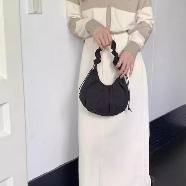 Folded Cloud Bag Versatile Messenger Bag Spring And Summer Drawstring Canvas Bag Niche Design Armpit Bag