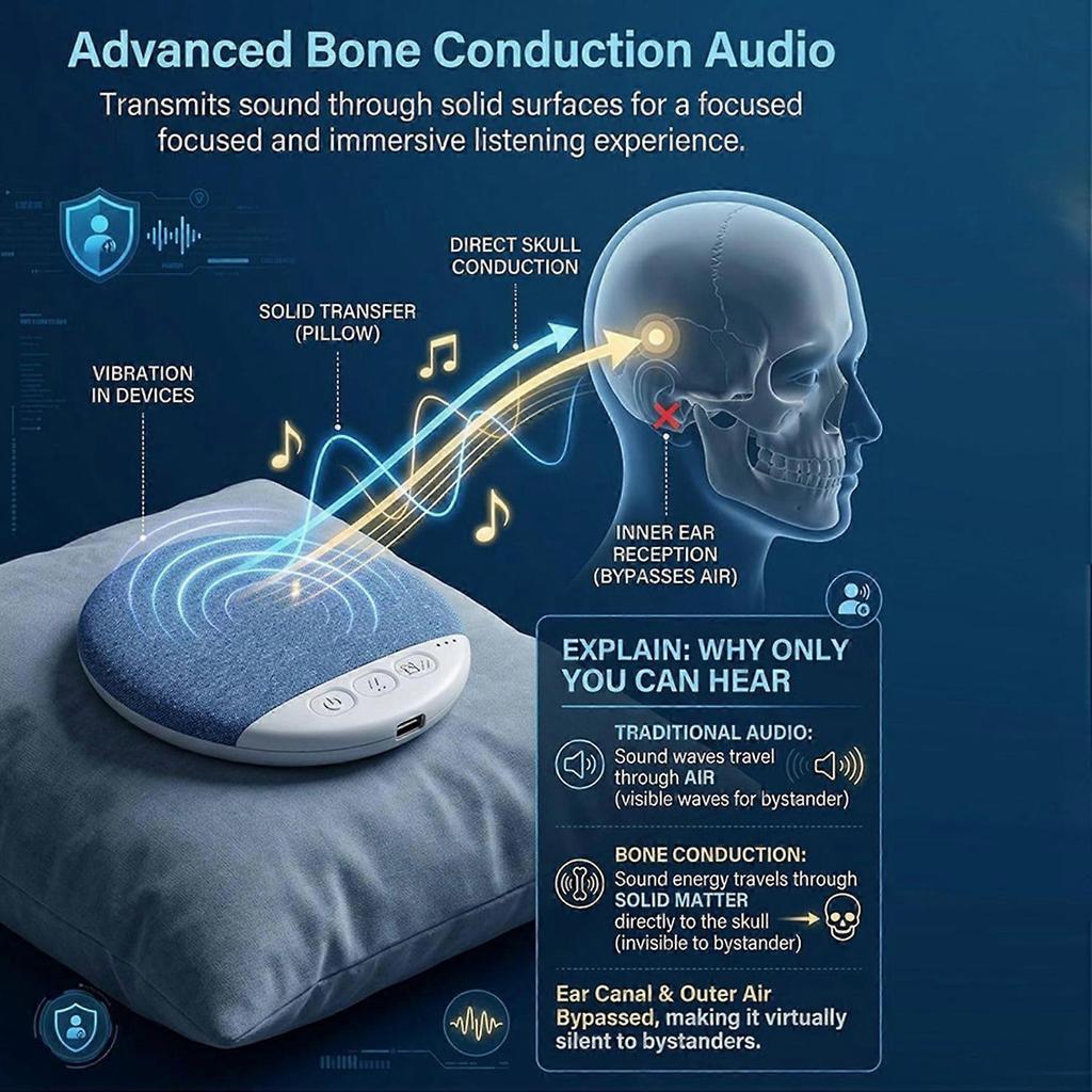 3PCS Under Pillow Sleep Speaker with Timing Bluetooth5.4 White Noise HiFi Stereo Audio Ultra Thin Under Pillow Soundbar less