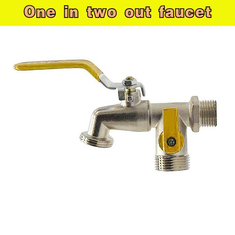 

Double Tap 3/4 Inch and 1 * 3/4 Inch Outlet w/ Thicken Outlet Valve Detachable for yellow Drinking Water Farm with Green Handle