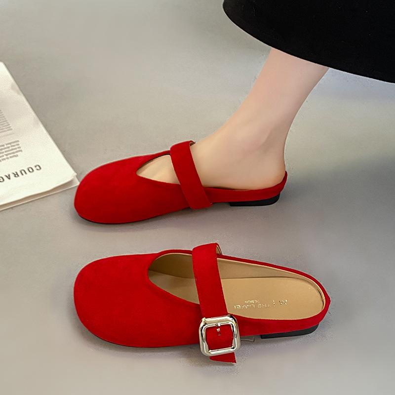 Baotou Half Slippers Women Wear Lazy One Pedal Thick Heel Summer New with Skirt Cool Slippers