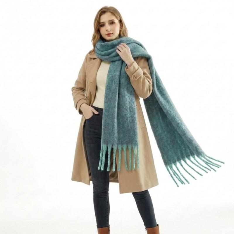 Faux Mohair Thick Knit Scarf Soft Warm Solid Color Women Men Fashion Casual Winter