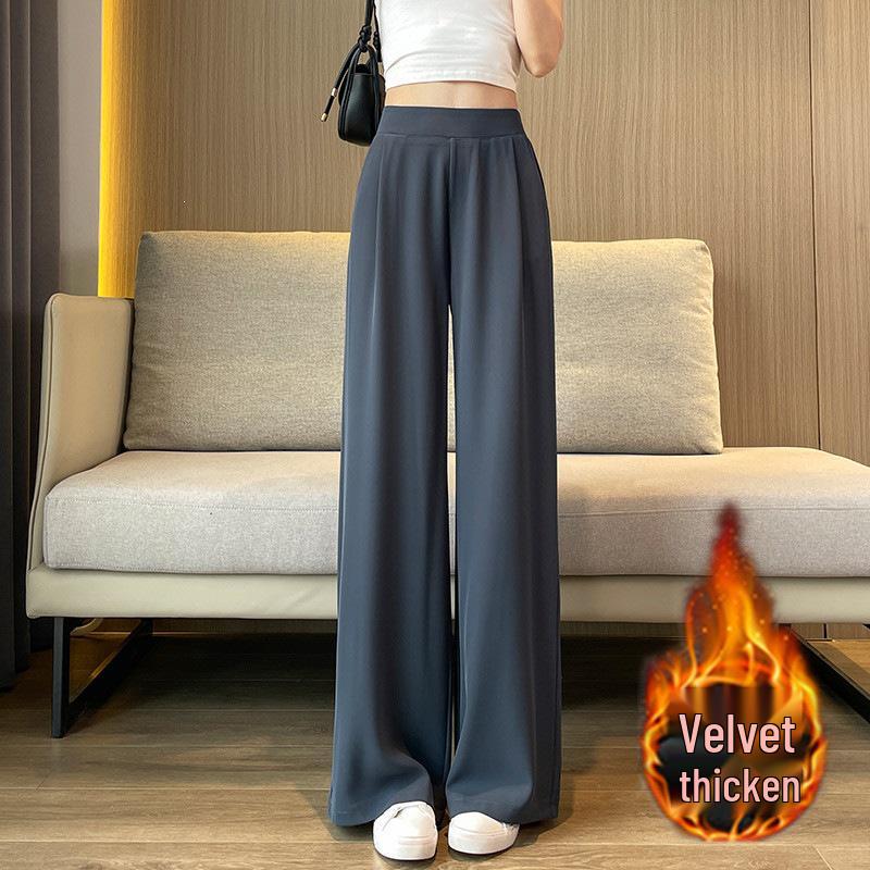 2026 Summer Women's High-Waist Korean Style Wide-Leg Slim Fit Cropped Suit Pants