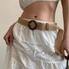 New Arrival Woven Retro Cotton-Linen Ethnic-Style Women’s Belt Fashionable Vacation-Style Dress Belt with Round Buckle Accent