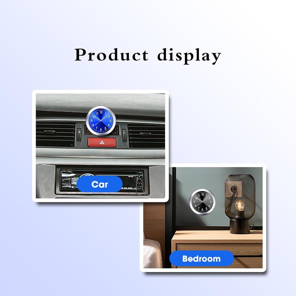 2 PCS Mini Car Clock for Dashboard, 1.5In Durable Metal Vehicle Luminous Clock with Adhesive, Universal Decorative Automotive Watch Accessories for