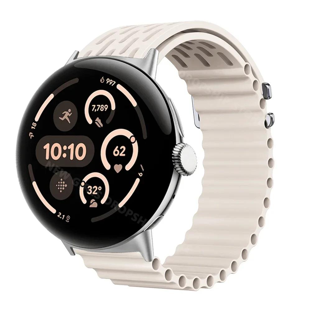 Soft Silicone Loop Strap for Google Pixel Watch 3 45mm Ocean Sports Band for Google Pixel Watch 3 45mm Men Breathable Bracelet