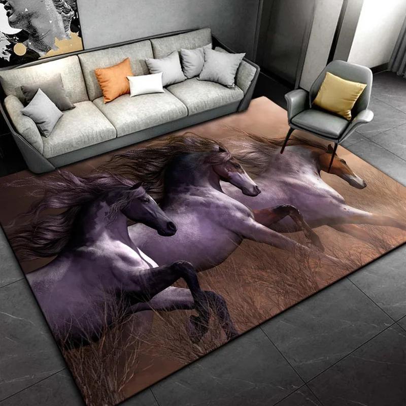 Horse Pentium Art Print Carpet Children's Play Room Carpet Living Room Bedroom Carpet Anti-slip Door Mat Birthday Gift  Sonic