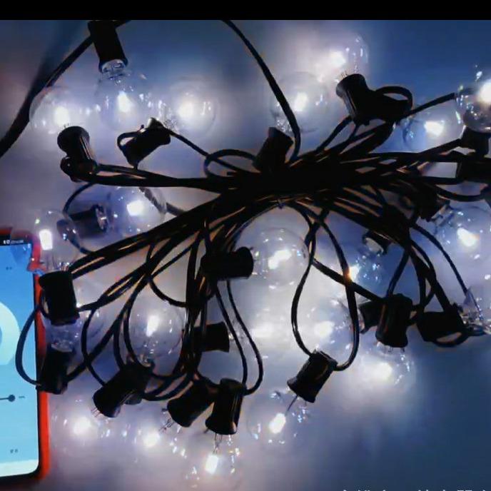 Solar-Powered Outdoor Waterproof String Lights, G40 LED Fairy Holiday Decorations