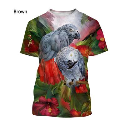 Fashion Animal Parrot Pattern 3D Printing T-shirts Summer Casual Round Neck Short-sleeved Men's and Women's Unisex T-shirts
