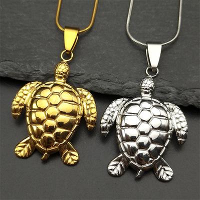 Sea Turtle Pendant Necklace For Women Men Stainless Steel Gold Silver Color Tropical Marine Scenery Animal Jewelry Gift