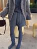 Korean Cable Knit Slimming Bootcut Wide-Leg Winter Pants