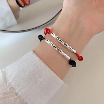 S925 Sterling Silver French Lucky Bending Tube Hand Rope Hand -Woven Bracelet